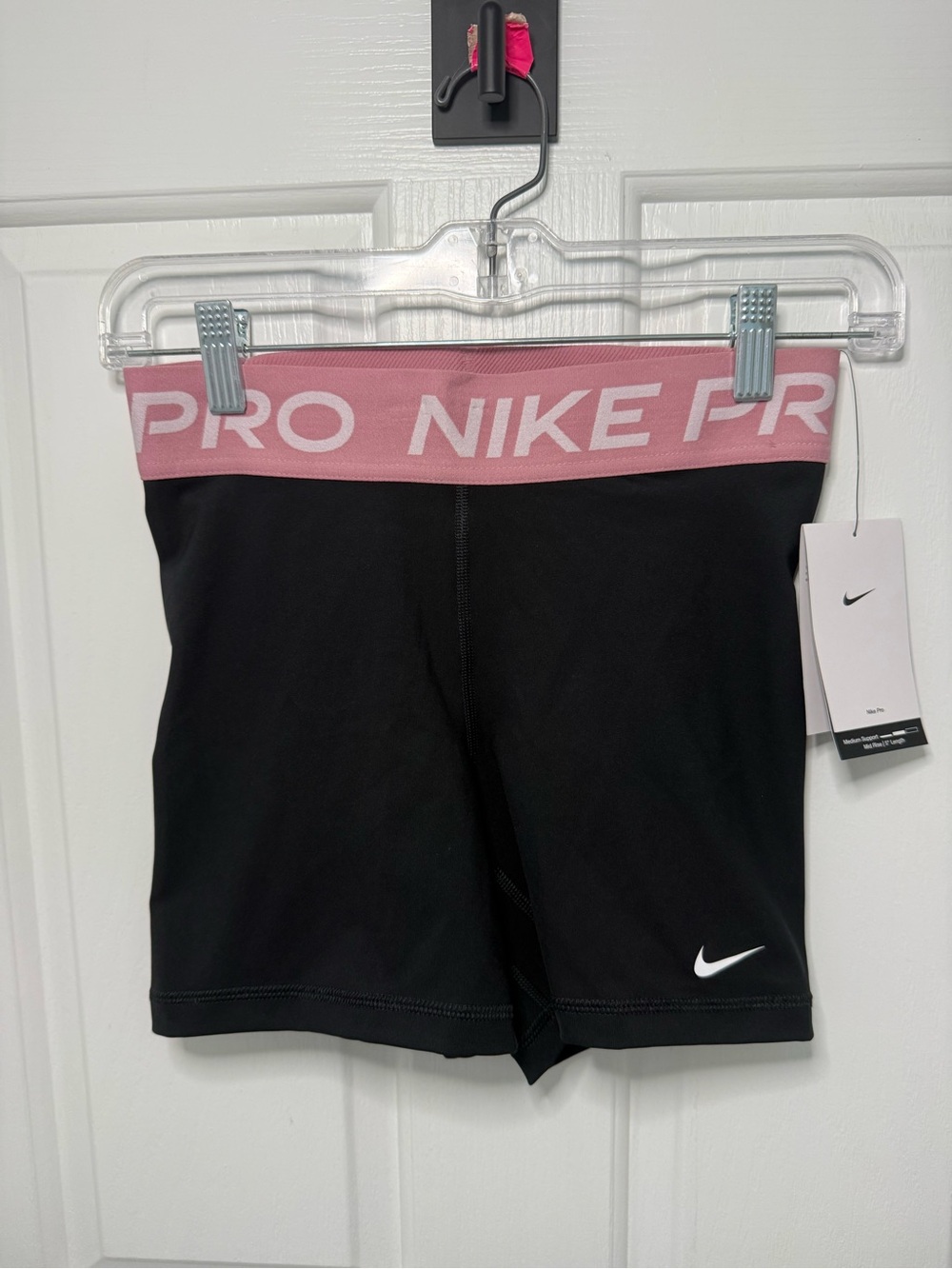 Nike Pro Women's Black Bike Shorts with Pink Waistband - NWT